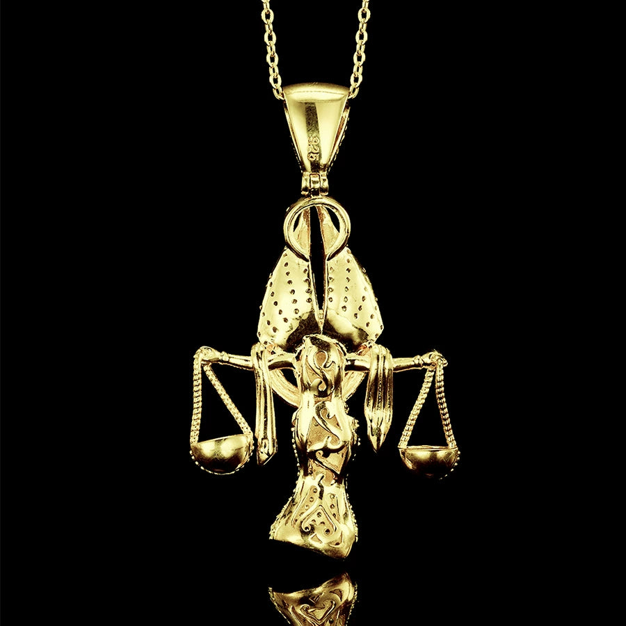 UJJ 925 Sterling Silver Iced Out Lady Justice Libra Hip Hop Pendant Necklace