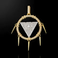 UJJ 925 Sterling Silver Iced Out All-Seeing Eye Geometric Hip Hop Pendant Necklace
