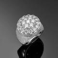 UJJ 925 Sterling Silver Iced Out Geometric Hip Hop Ring for Men