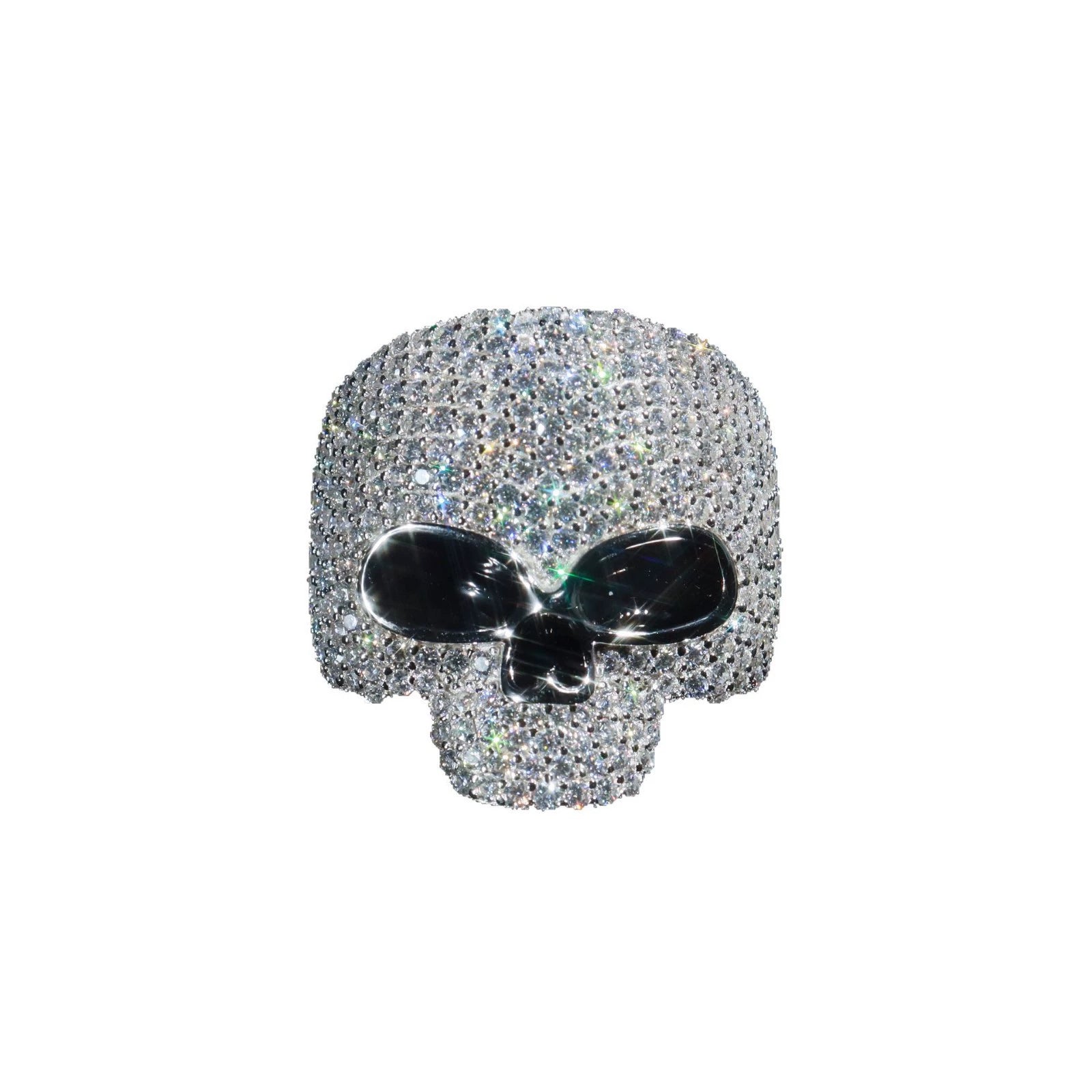 UJJ 925 Sterling Silver Iced Out Skull Geometric Hip Hop Ring
