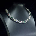 UJJ 925 Sterling Silver Iced Out Multicolor Gemstone Geometric Hip Hop Necklace