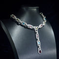 UJJ 925 Sterling Silver Iced Out Multicolor Gemstone Geometric Hip Hop Necklace