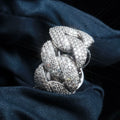 UJJ 925 Sterling Silver Iced Out Cuban Link Hip Hop Ring