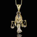 UJJ 925 Sterling Silver Iced Out Lady Justice Libra Hip Hop Pendant Necklace
